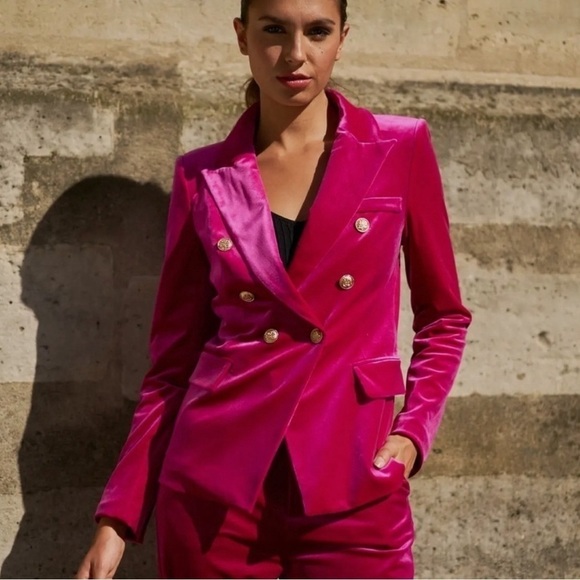 Fuchsia Velvet Pants Matching Blazer and Vest Available - Picture 2 of 2